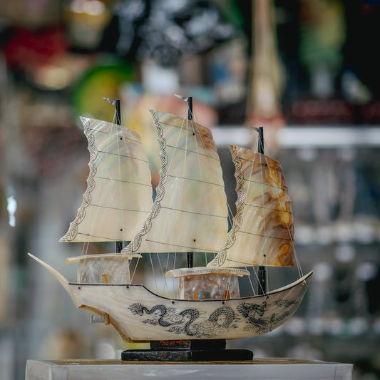 Lustrous Pearl Sailboat Miniature