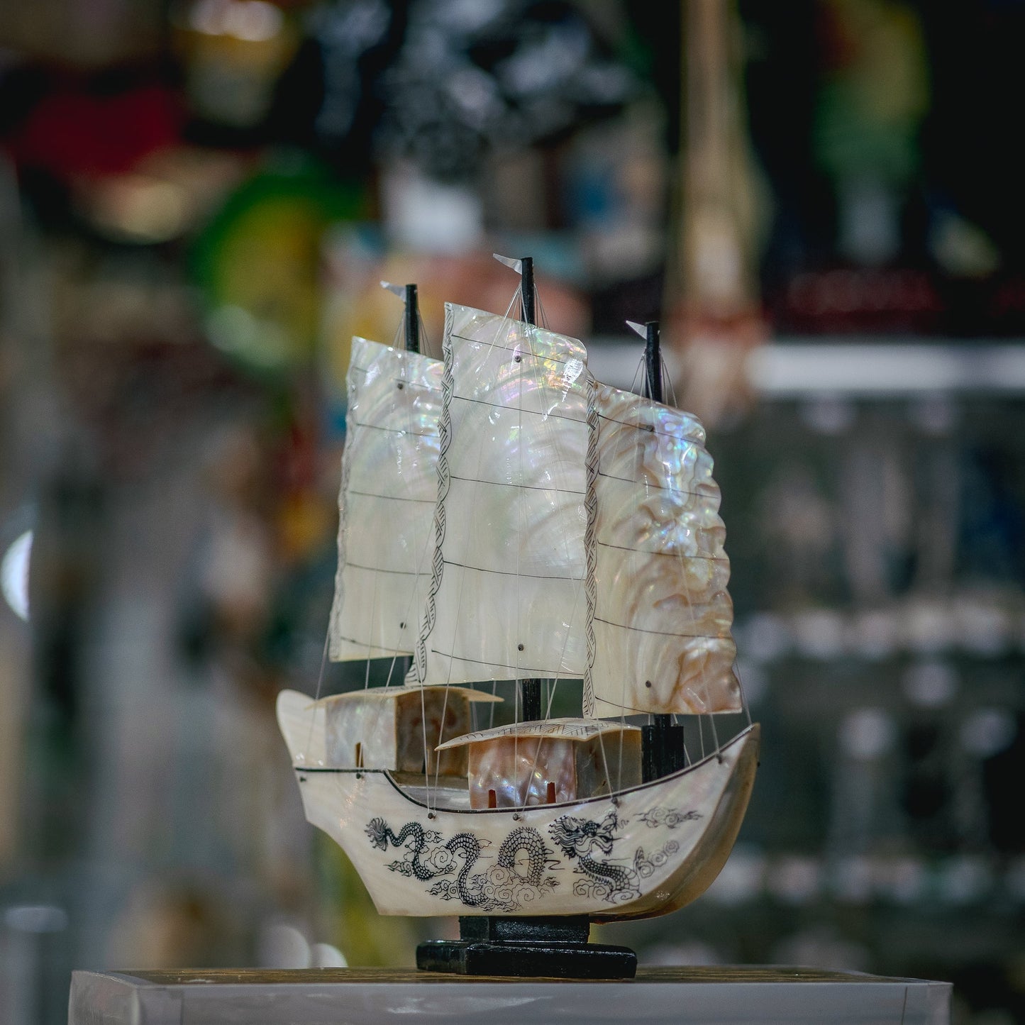 Lustrous Pearl Sailboat Miniature