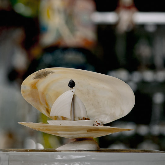 Sailboat in Pearl Seashell Carving